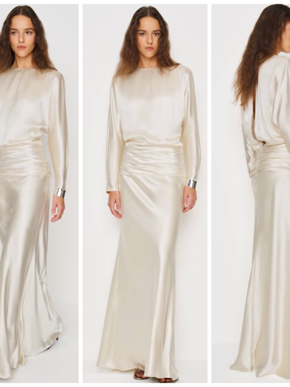 Reformation ESMEE White Ivory Silk Maxi Dress Wedding Long Sleeve with Tags - 4